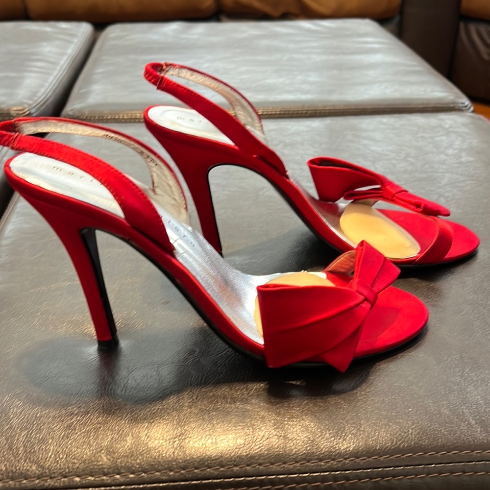 Red Satin Sling Back Heels